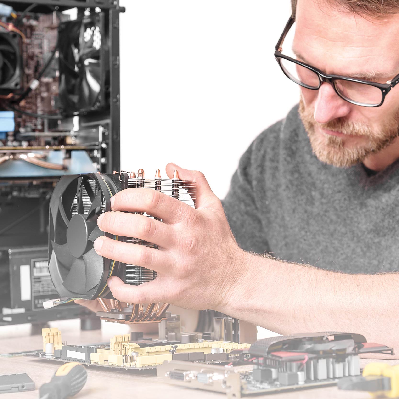 Man builds computer with 3D printed computer parts.